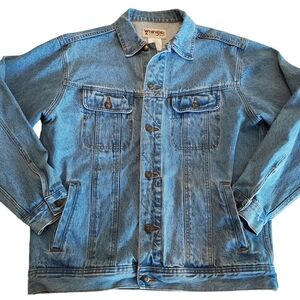 Wrangler Men's Jean Jacket Denim Blue Rugged Wear Trucker Cowboy Classic L